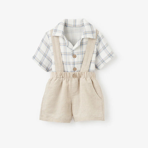 Elegant Baby Plaid Shirt and Shorts